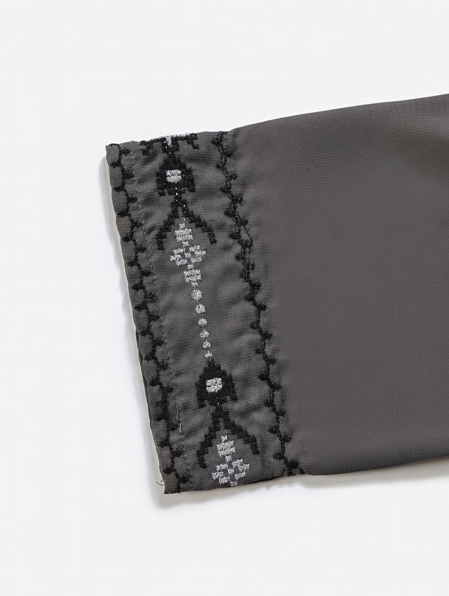 Grey Embroidered Panjabi with Silver Accents
