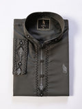 Grey Embroidered Panjabi with Silver Accents