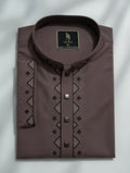 Embroidered Panjabi - dark purple