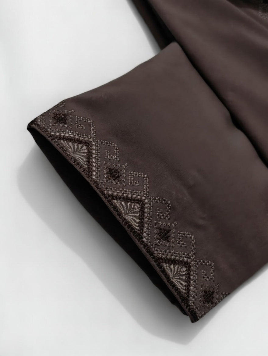 Embroidered Panjabi - dark purple