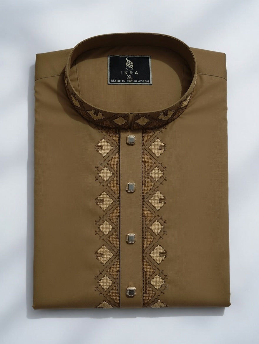 Embroidered Panjabi - Beige