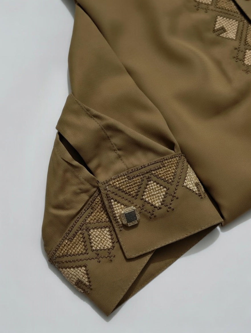 Embroidered Panjabi - Beige
