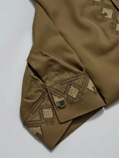 Embroidered Panjabi - Beige