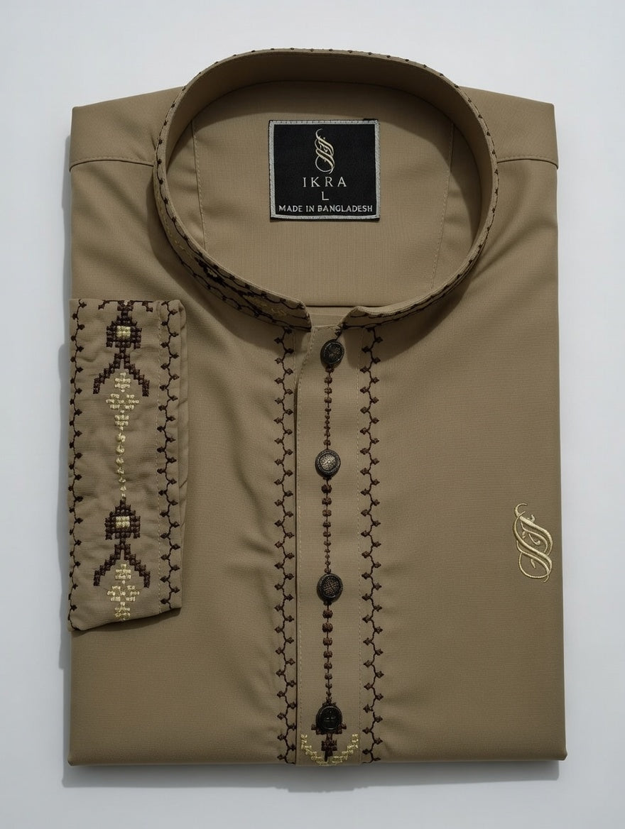 Brown Embroidered Panjabi